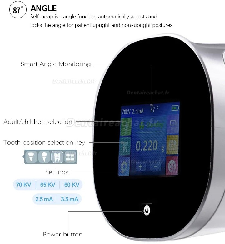 Appareil de radiographie dentaire numérique portable RV210-RG avec télécommande et écran de protection